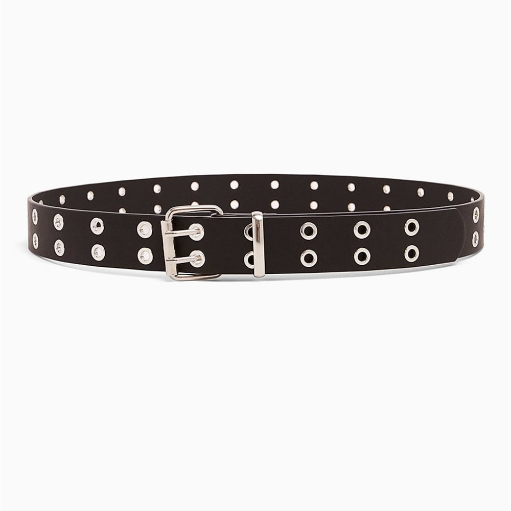 Double Grommet Faux Leather Belt - Size 3